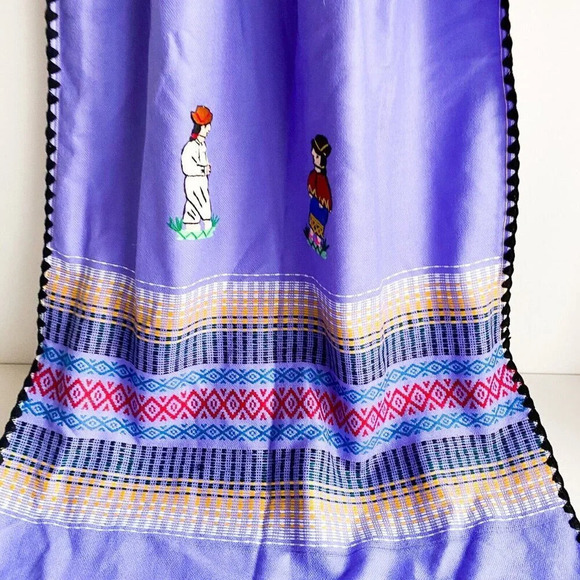 Vintage Lavender Puprle Guatemalan Ethnic Midi Dress  L - Picture 3 of 7